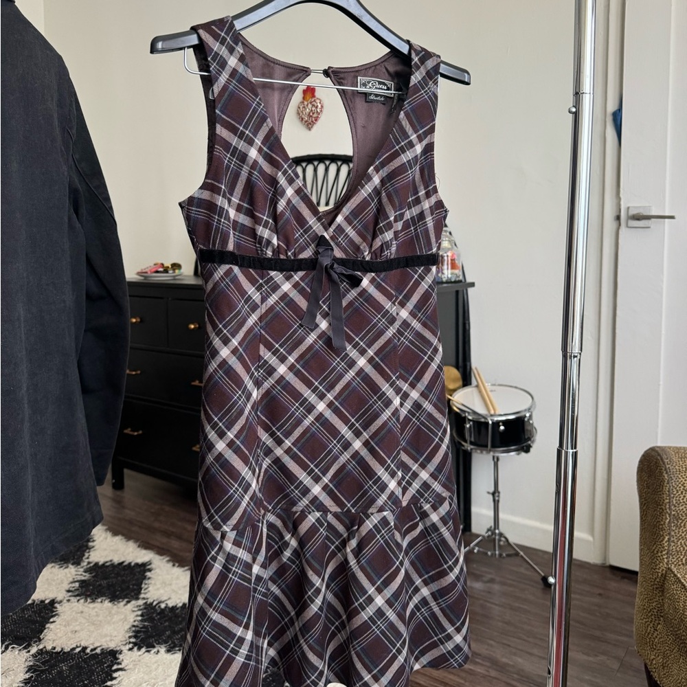 Guess Plaid Sleeveless V-neck Sundress